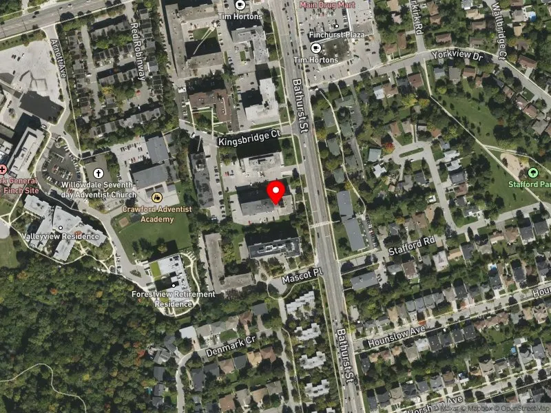 RentSafeTO apartment evaluation satellite view of 4854 BATHURST ST in York Centre, Toronto
