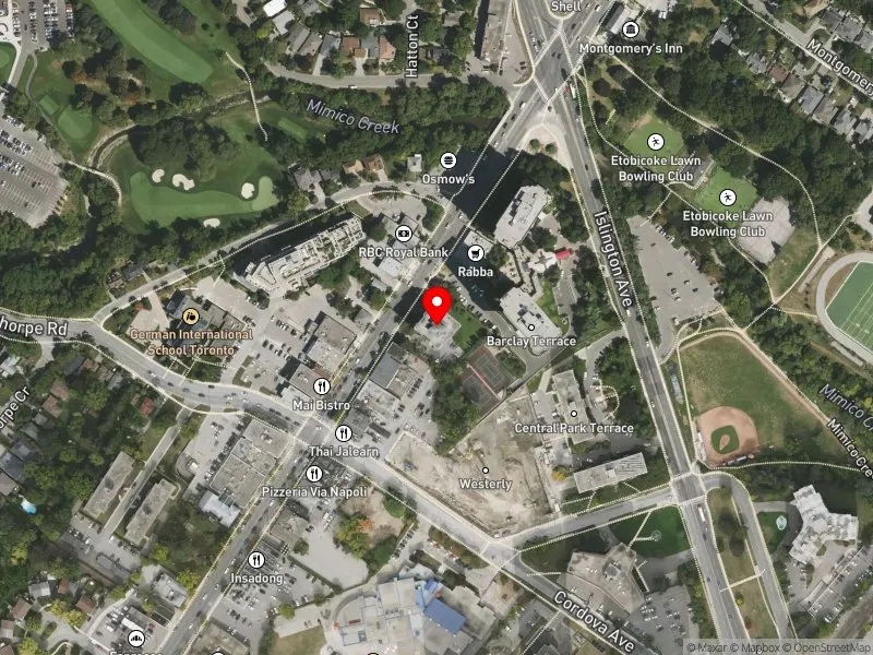 RentSafeTO apartment evaluation satellite view of 4875 DUNDAS ST W in Etobicoke-Lakeshore, Toronto