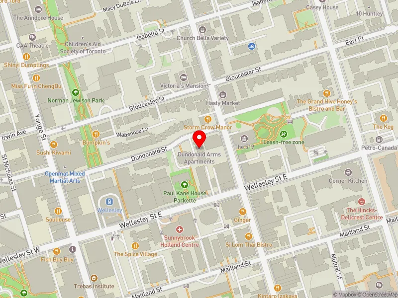 RentSafeTO apartment evaluation map view of 49 DUNDONALD ST in Toronto Centre, Toronto