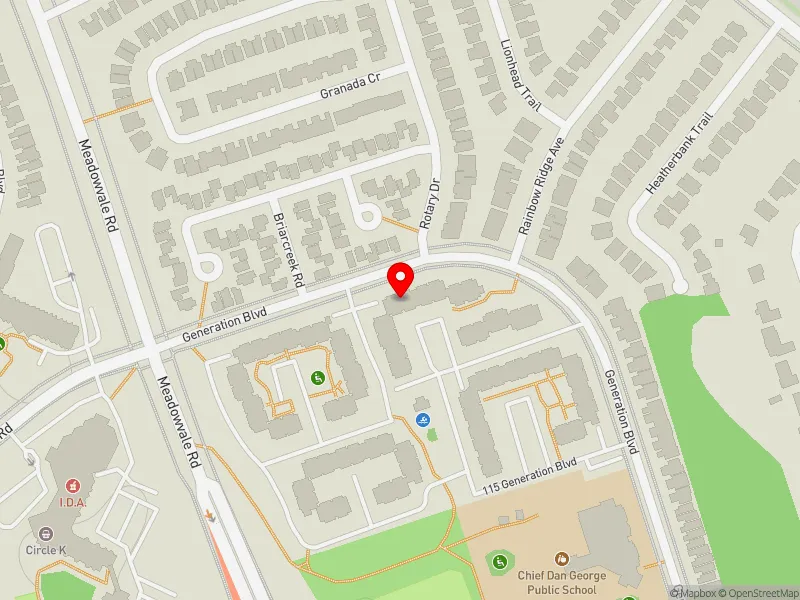 RentSafeTO apartment evaluation map view of 49 GENERATION BLVD in Scarborough-Rouge Park, Toronto