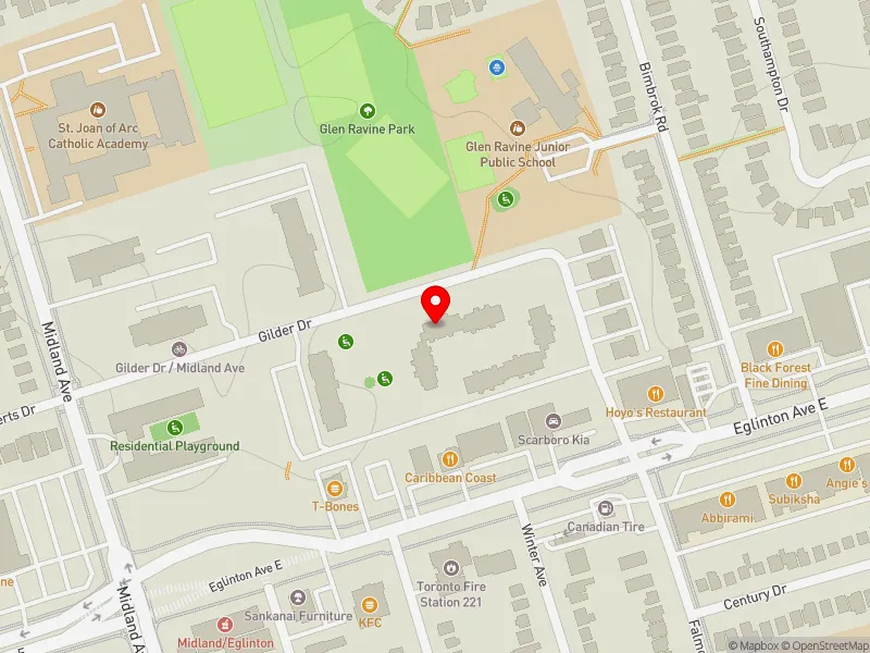 RentSafeTO apartment evaluation map view of 49 GILDER DR in Scarborough Centre, Toronto