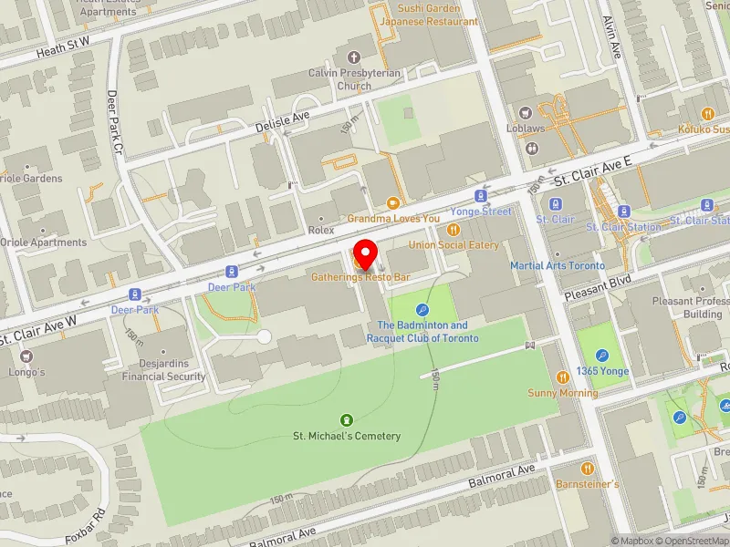 RentSafeTO apartment evaluation map view of 49 ST CLAIR AVE W in Toronto-St. Paul's, Toronto