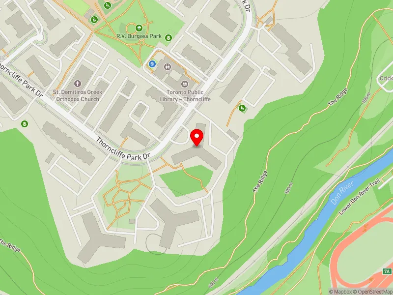 RentSafeTO apartment evaluation map view of 49 THORNCLIFFE PARK DR in Don Valley West, Toronto
