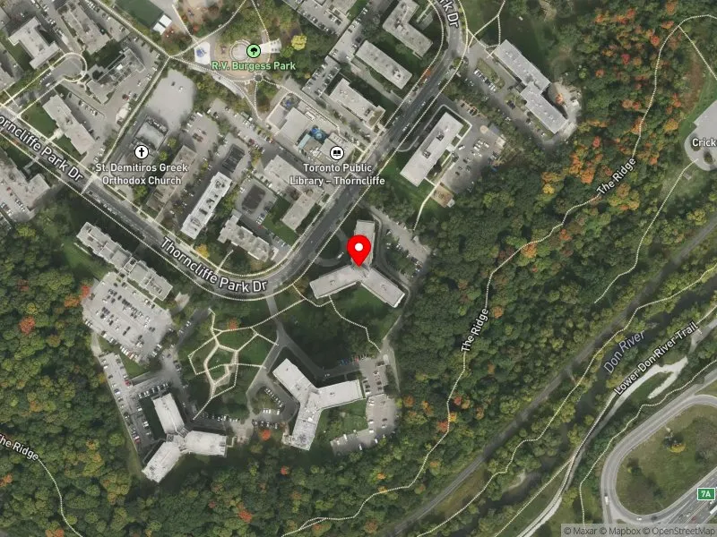 RentSafeTO apartment evaluation satellite view of 49 THORNCLIFFE PARK DR in Don Valley West, Toronto