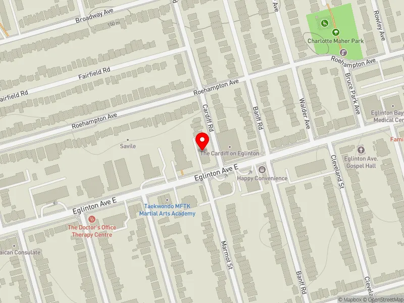 RentSafeTO apartment evaluation map view of 490 EGLINTON AVE E in Don Valley West, Toronto