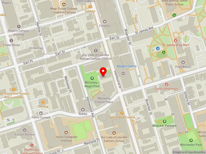 RentSafeTO apartment evaluation map view of 490 SHERBOURNE ST in Toronto Centre, Toronto