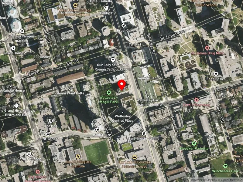 RentSafeTO apartment evaluation satellite view of 490 SHERBOURNE ST in Toronto Centre, Toronto