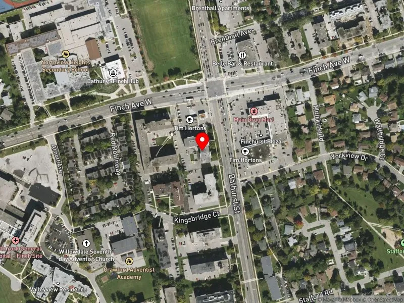 RentSafeTO apartment evaluation satellite view of 4918 BATHURST ST in York Centre, Toronto