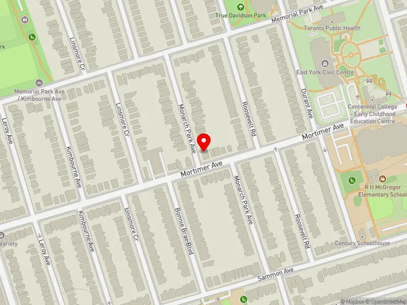 RentSafeTO apartment evaluation map view of 494 MORTIMER AVE in Toronto-Danforth, Toronto