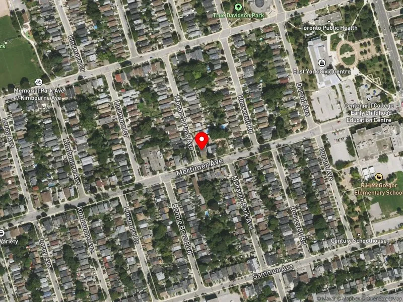 RentSafeTO apartment evaluation satellite view of 494 MORTIMER AVE in Toronto-Danforth, Toronto