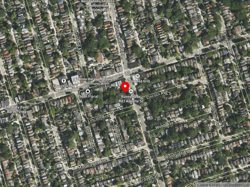 RentSafeTO apartment evaluation satellite view of 494 RUNNYMEDE RD in Parkdale-High Park, Toronto