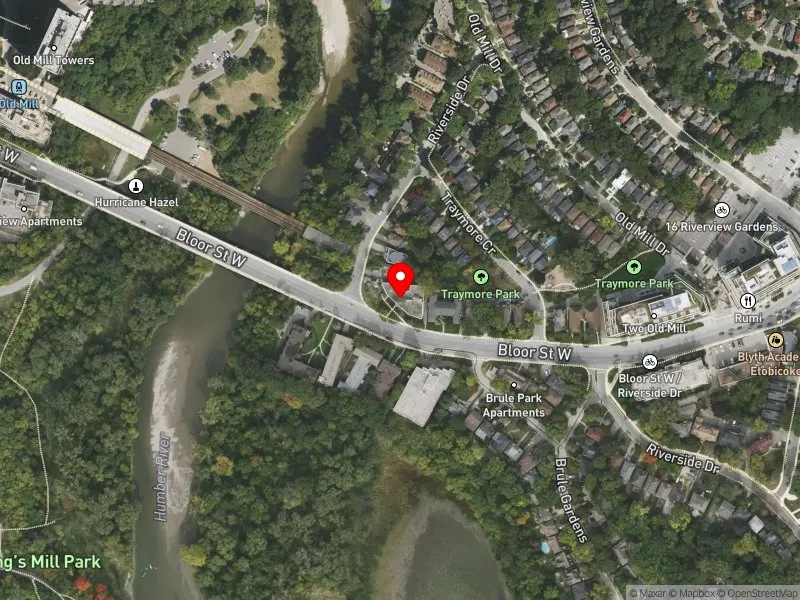 RentSafeTO apartment evaluation satellite view of 495 RIVERSIDE DR in Parkdale-High Park, Toronto