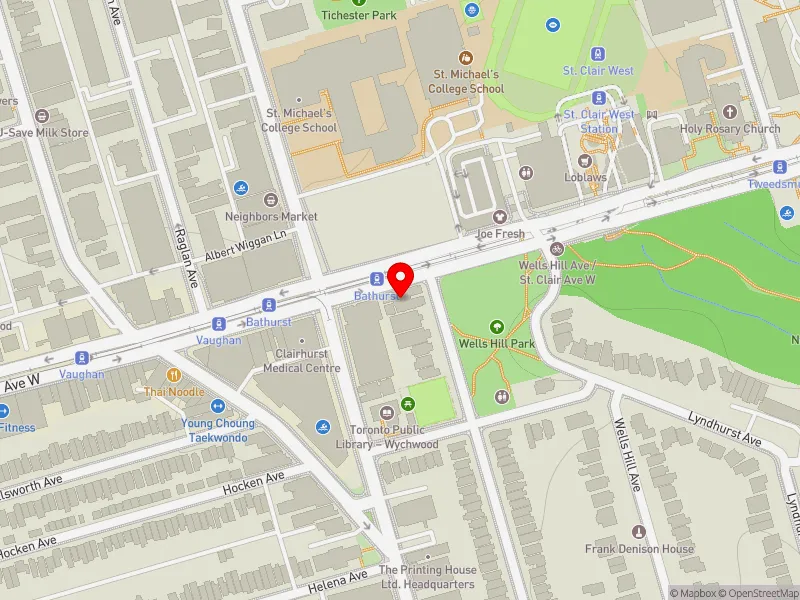 RentSafeTO apartment evaluation map view of 497 ST CLAIR AVE W in Toronto-St. Paul's, Toronto