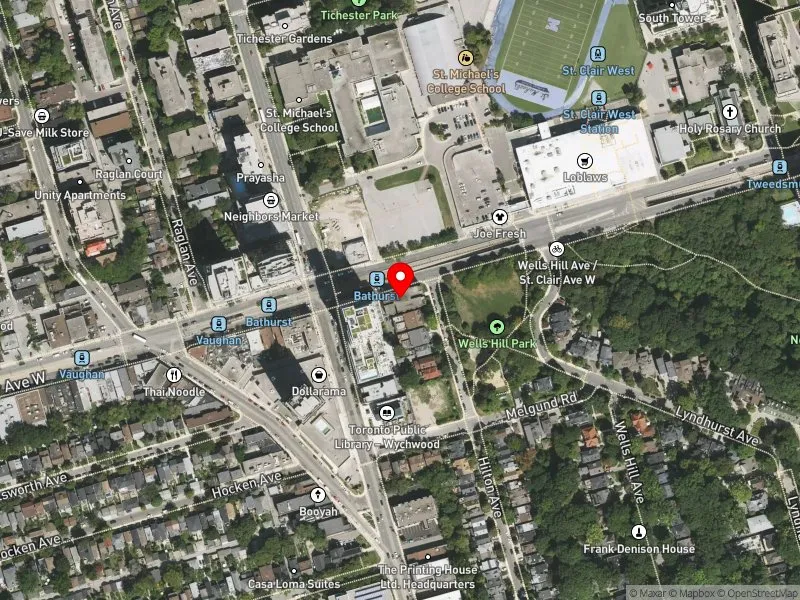 RentSafeTO apartment evaluation satellite view of 497 ST CLAIR AVE W in Toronto-St. Paul's, Toronto