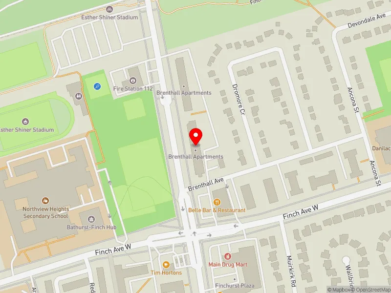 RentSafeTO apartment evaluation map view of 4979 BATHURST ST in Willowdale, Toronto