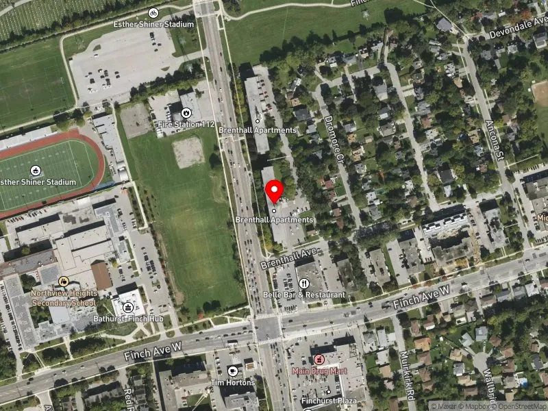 RentSafeTO apartment evaluation satellite view of 4979 BATHURST ST in Willowdale, Toronto