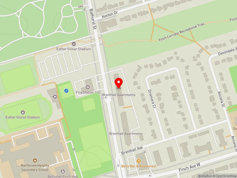 RentSafeTO apartment evaluation map view of 4981 BATHURST ST in Willowdale, Toronto