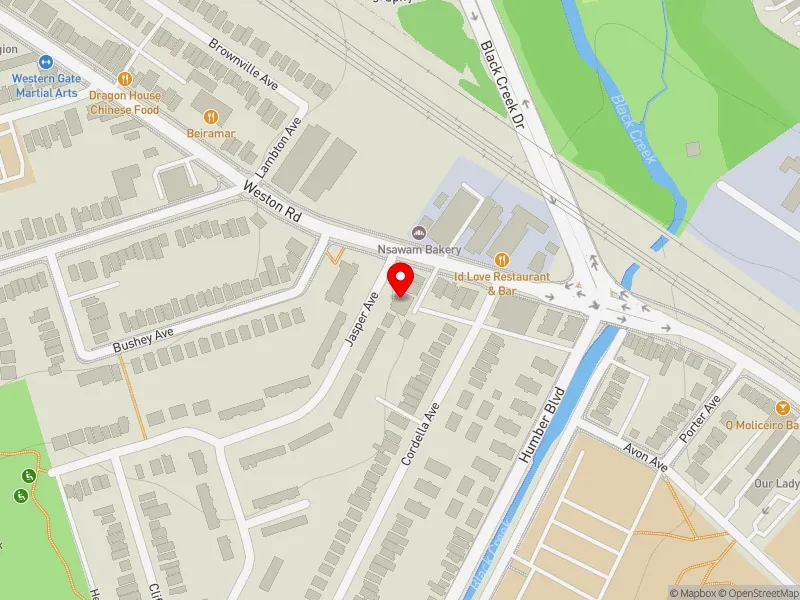 RentSafeTO apartment evaluation map view of 5 A JASPER AVE in York South-Weston, Toronto