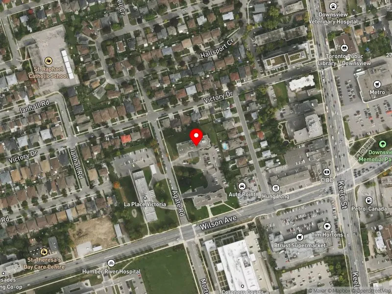RentSafeTO apartment evaluation satellite view of 5 AGATE RD in York Centre, Toronto