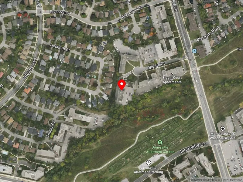 RentSafeTO apartment evaluation satellite view of 5 BIGGIN CRT in Don Valley East, Toronto