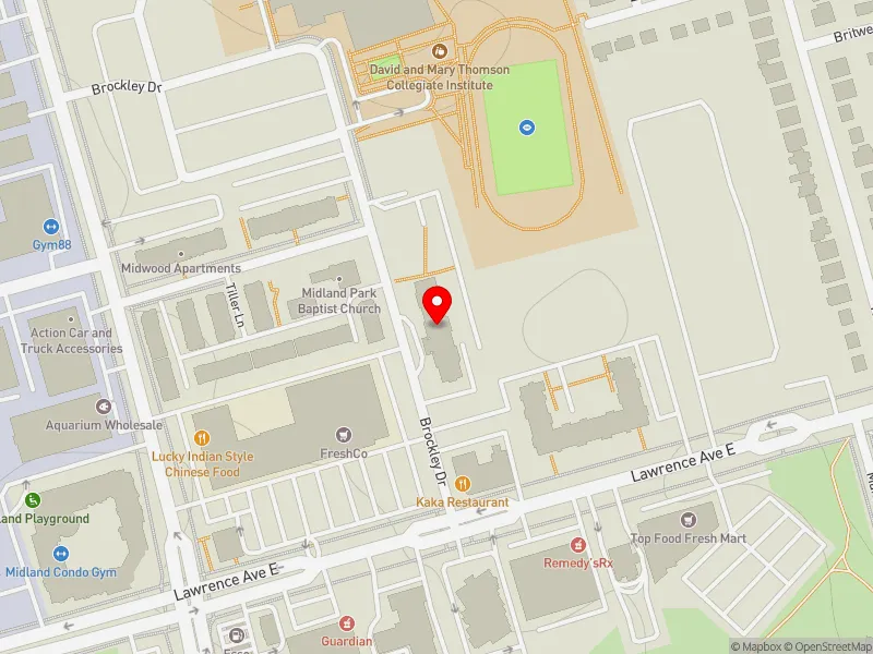 RentSafeTO apartment evaluation map view of 5 BROCKLEY DR in Scarborough Centre, Toronto