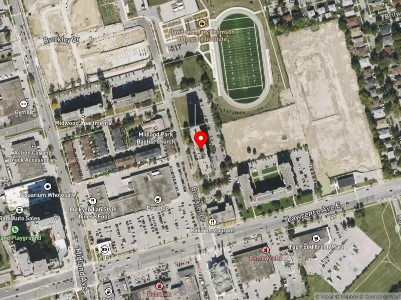 RentSafeTO apartment evaluation satellite view of 5 BROCKLEY DR in Scarborough Centre, Toronto