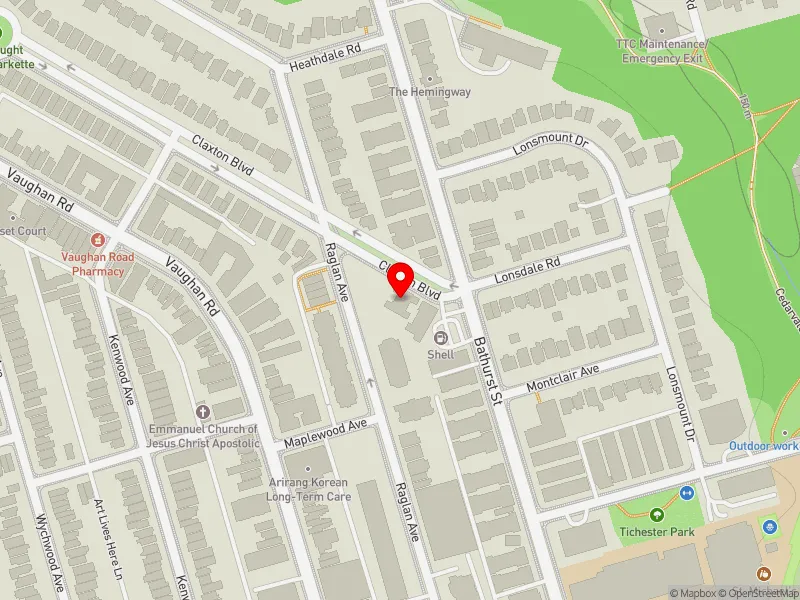 RentSafeTO apartment evaluation map view of 5 CLAXTON BLVD in Toronto-St. Paul's, Toronto
