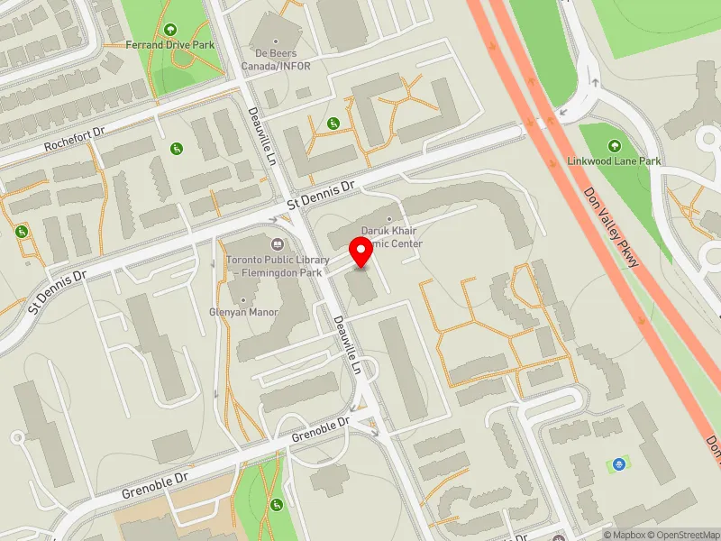 RentSafeTO apartment evaluation map view of 5 DEAUVILLE LANE in Don Valley East, Toronto