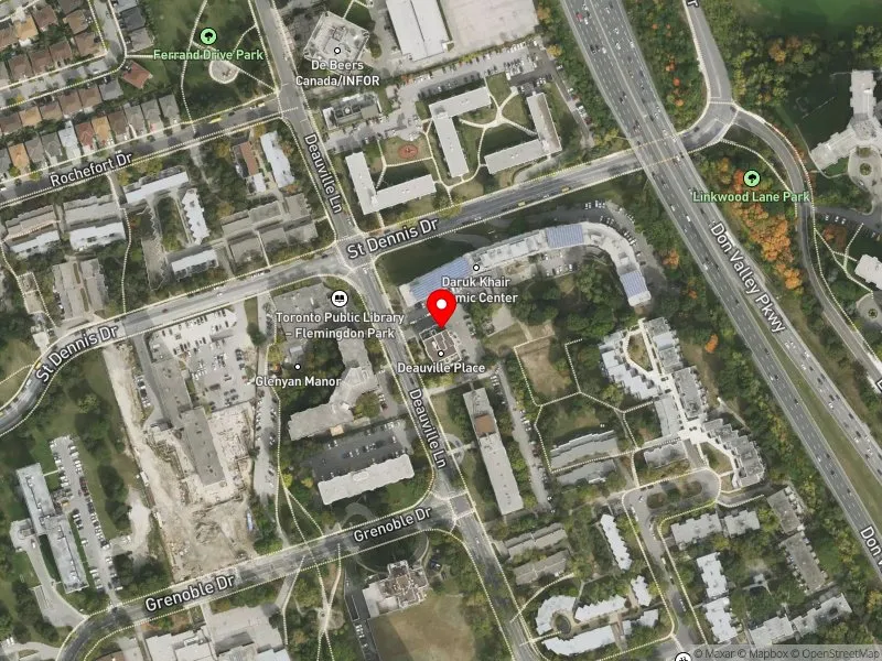 RentSafeTO apartment evaluation satellite view of 5 DEAUVILLE LANE in Don Valley East, Toronto