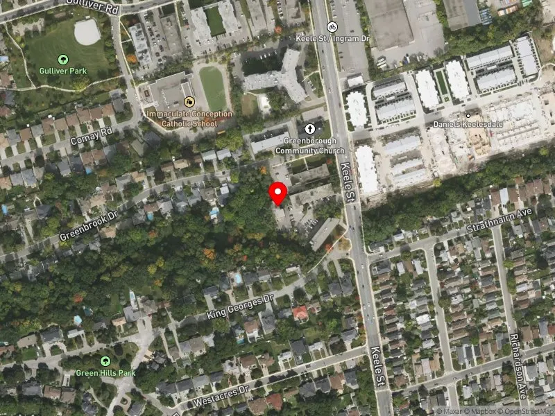 RentSafeTO apartment evaluation satellite view of 5 GREENBROOK DR in York South-Weston, Toronto