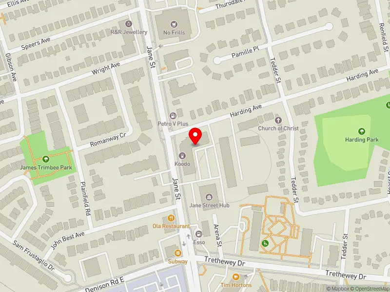 RentSafeTO apartment evaluation map view of 5 HARDING AVE in York South-Weston, Toronto