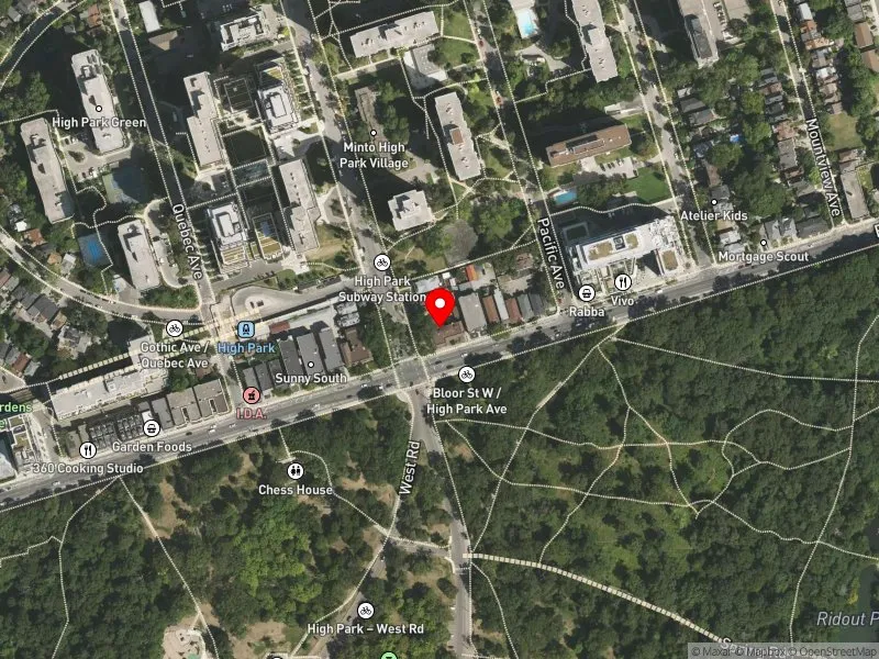 RentSafeTO apartment evaluation satellite view of 5 HIGH PARK AVE in Parkdale-High Park, Toronto