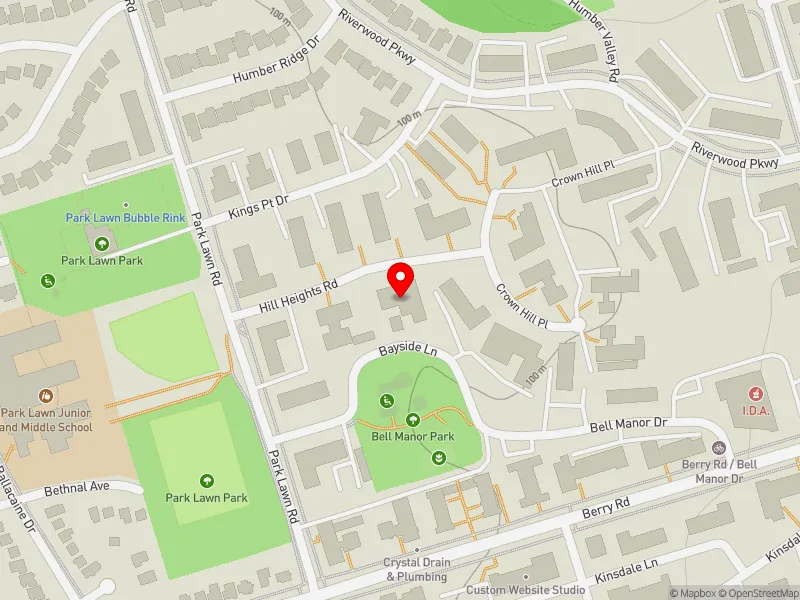 RentSafeTO apartment evaluation map view of 5 HILL HEIGHTS RD in Etobicoke-Lakeshore, Toronto