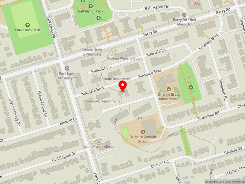 RentSafeTO apartment evaluation map view of 5 KINSDALE BLVD in Etobicoke-Lakeshore, Toronto