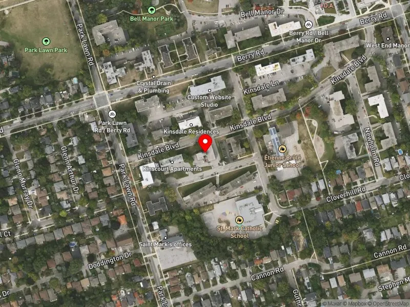 RentSafeTO apartment evaluation satellite view of 5 KINSDALE BLVD in Etobicoke-Lakeshore, Toronto