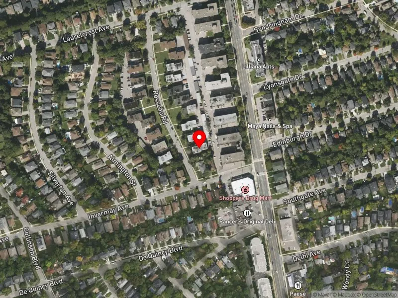 RentSafeTO apartment evaluation satellite view of 5 ROSSEAU RD in York Centre, Toronto