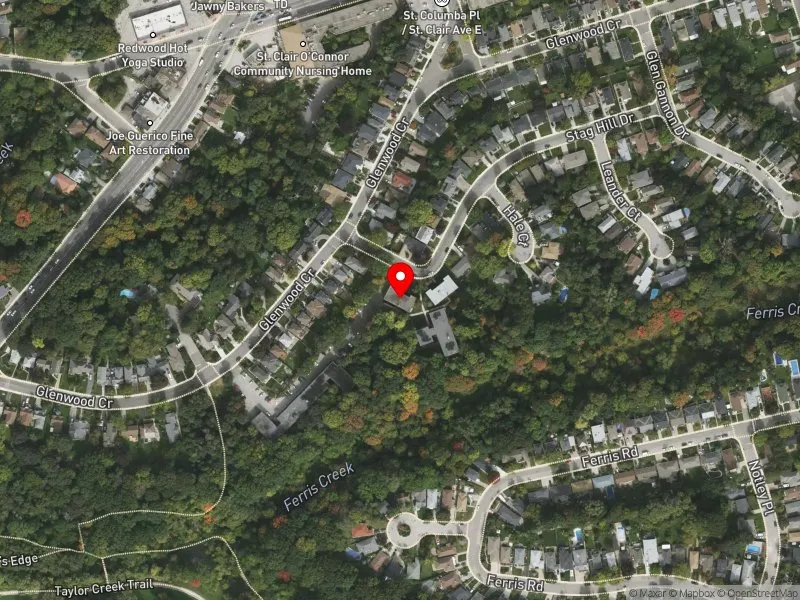RentSafeTO apartment evaluation satellite view of 5 STAG HILL DR in Beaches-East York, Toronto