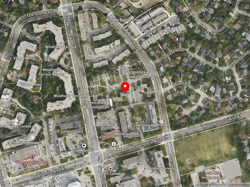 RentSafeTO apartment evaluation satellite view of 5 WINGREEN CRT in Don Valley East, Toronto