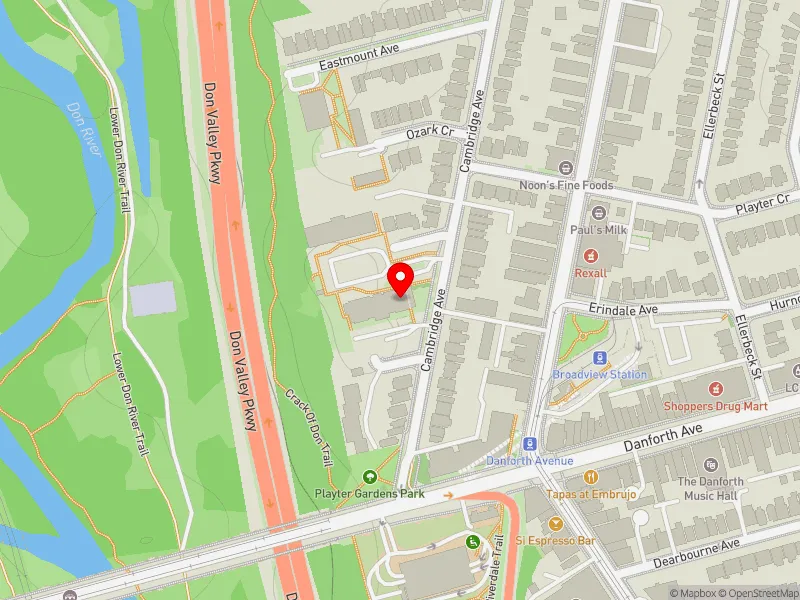 RentSafeTO apartment evaluation map view of 50 CAMBRIDGE AVE in Toronto-Danforth, Toronto