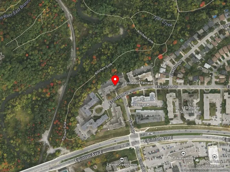 RentSafeTO apartment evaluation satellite view of 50 ECCLESTON DR in Don Valley East, Toronto