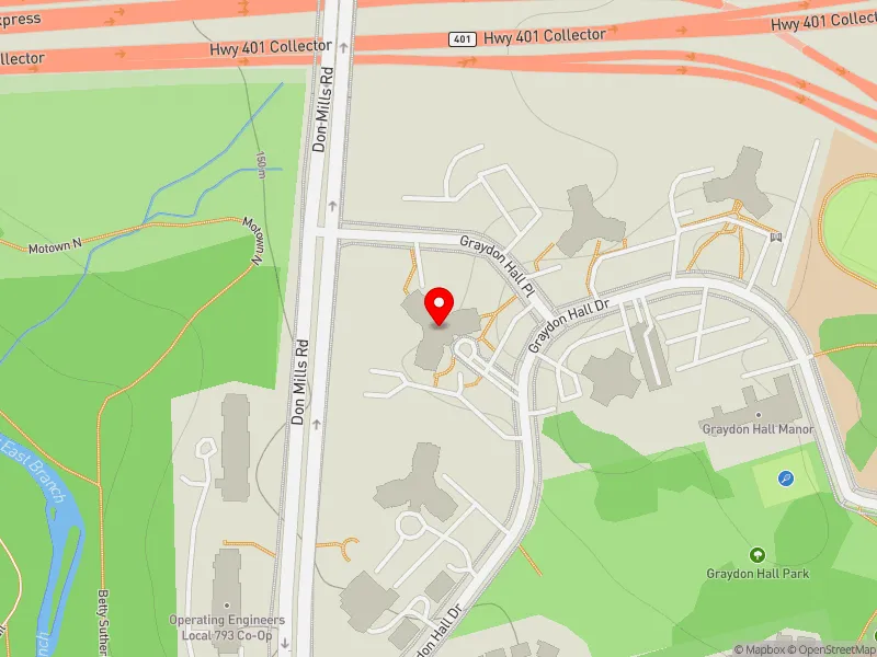 RentSafeTO apartment evaluation map view of 50 GRAYDON HALL DR in Don Valley East, Toronto