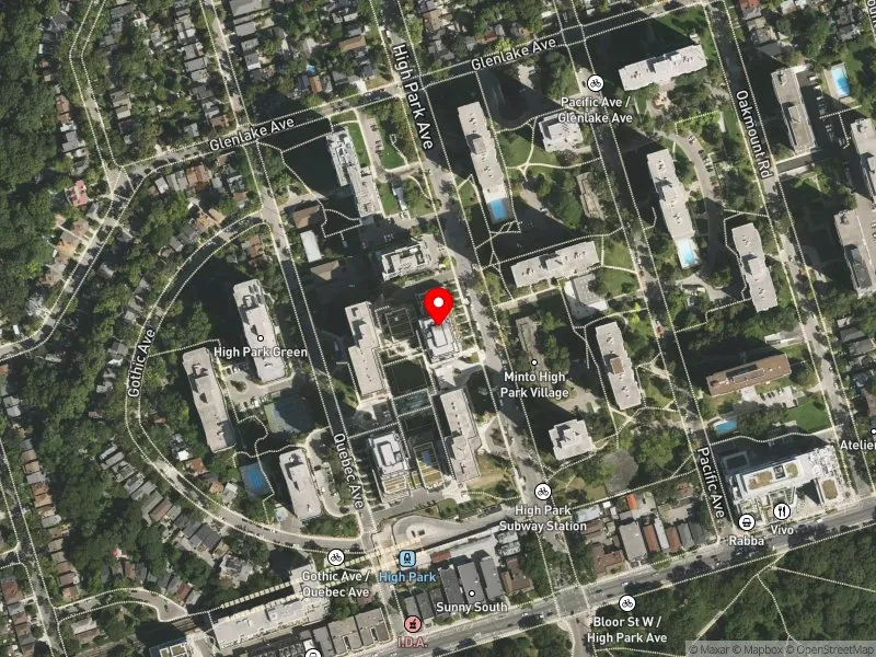RentSafeTO apartment evaluation satellite view of 50 HIGH PARK AVE in Parkdale-High Park, Toronto
