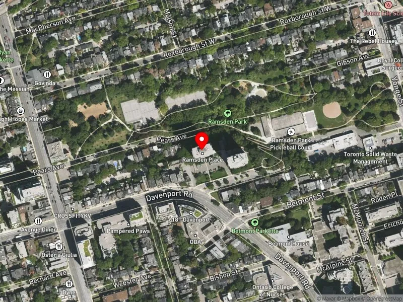 RentSafeTO apartment evaluation satellite view of 50 HILLSBORO AVE in University-Rosedale, Toronto