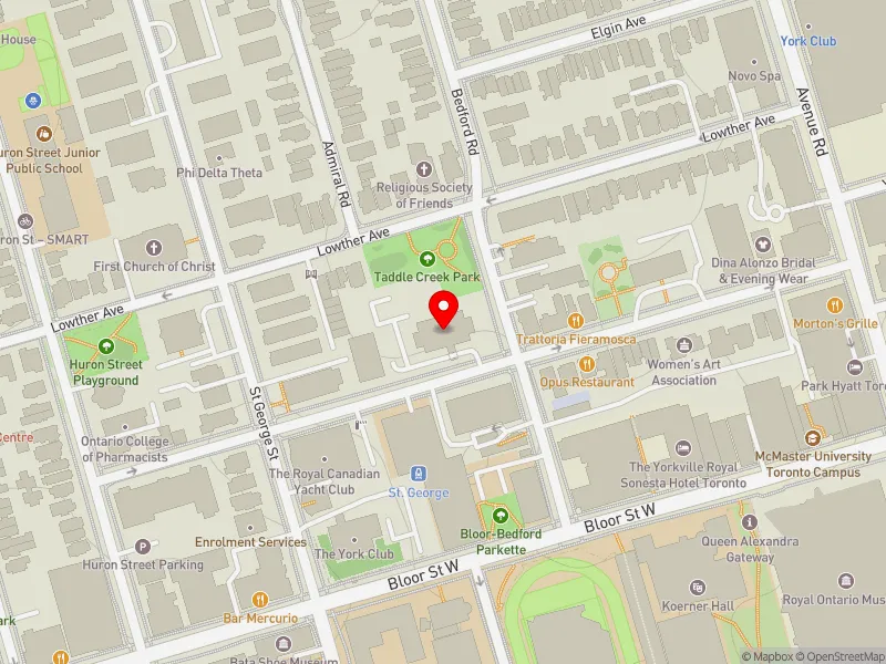 RentSafeTO apartment evaluation map view of 50 PRINCE ARTHUR AVE in University-Rosedale, Toronto