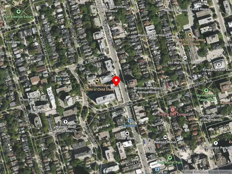 RentSafeTO apartment evaluation satellite view of 50 SPADINA RD in University-Rosedale, Toronto