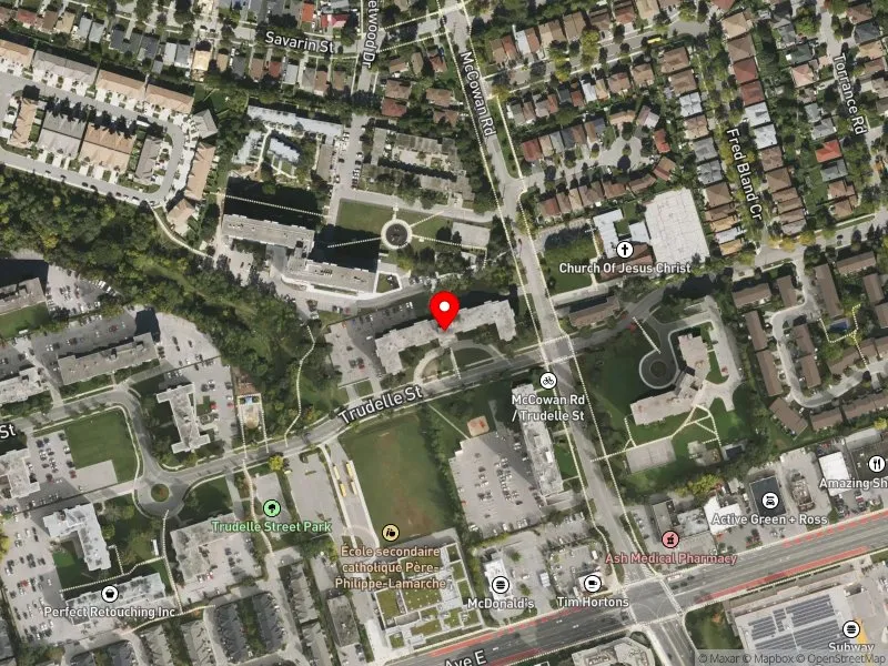 RentSafeTO apartment evaluation satellite view of 50 TRUDELLE ST in Scarborough Centre, Toronto