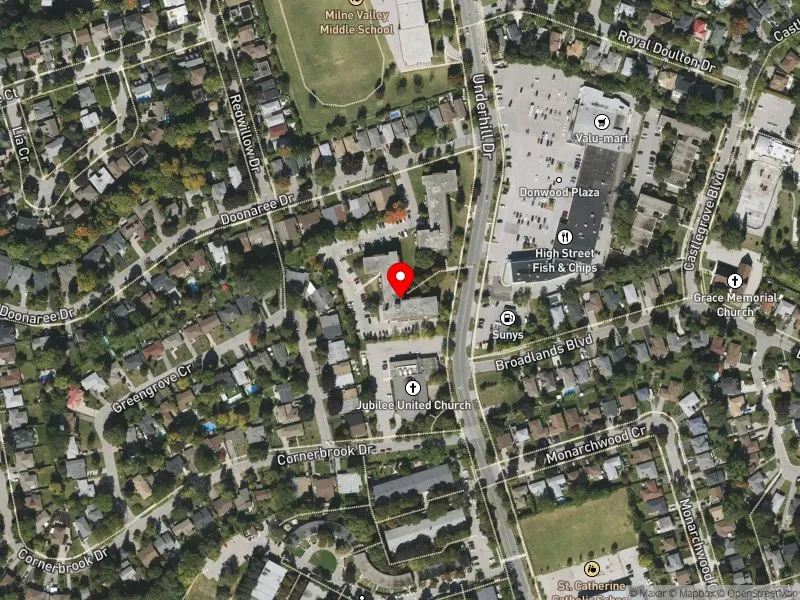 RentSafeTO apartment evaluation satellite view of 50 UNDERHILL DR in Don Valley East, Toronto
