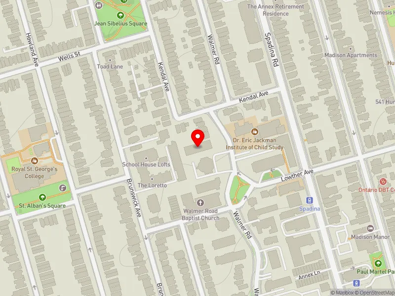 RentSafeTO apartment evaluation map view of 50 WALMER RD in University-Rosedale, Toronto