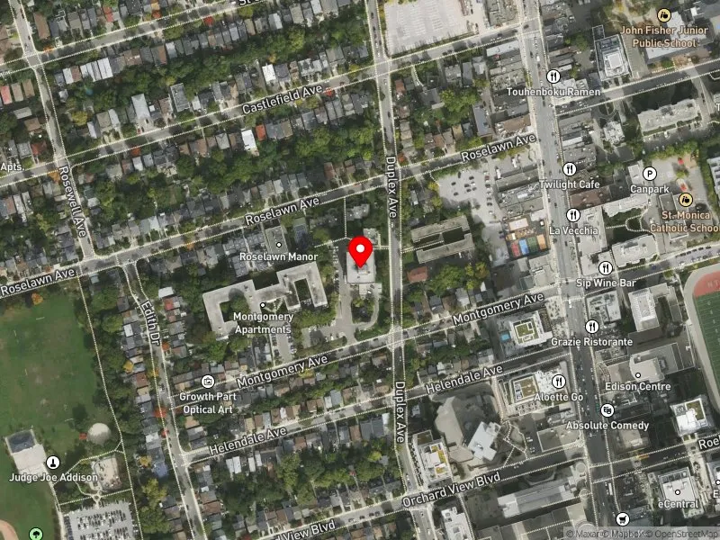 RentSafeTO apartment evaluation satellite view of 500 DUPLEX AVE in Eglinton-Lawrence, Toronto