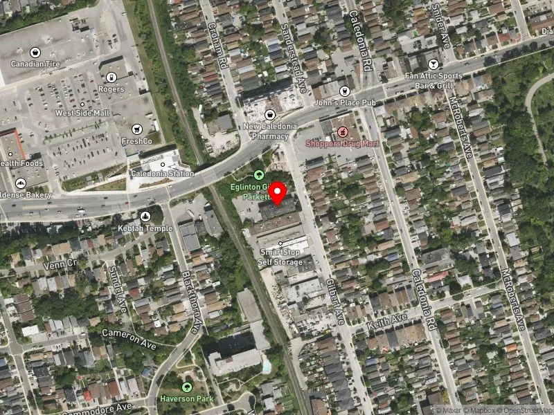 RentSafeTO apartment evaluation satellite view of 500 GILBERT AVE in Davenport, Toronto